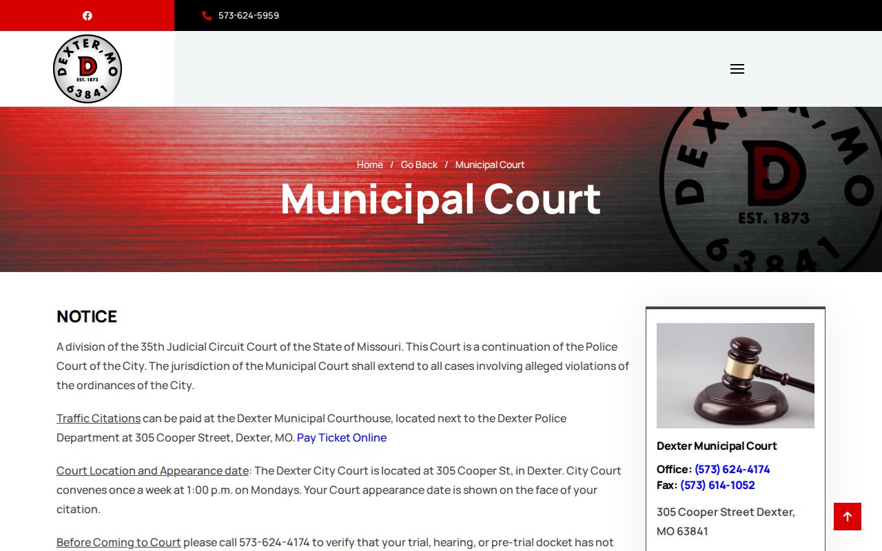 Dexter Missouri municipal court information